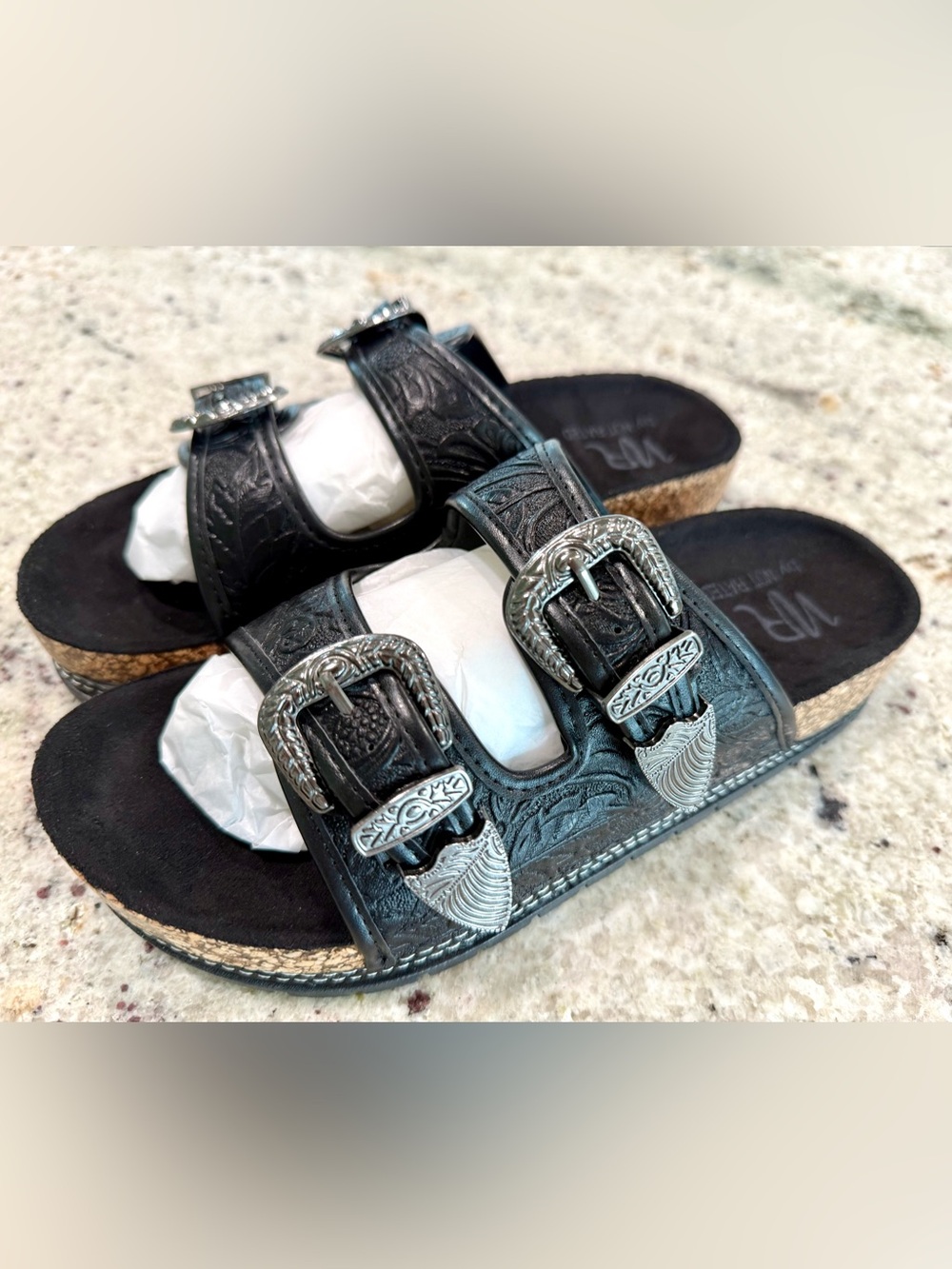 NOT RATED BLACK MORGANA WESTERN SANDAL "NEW"